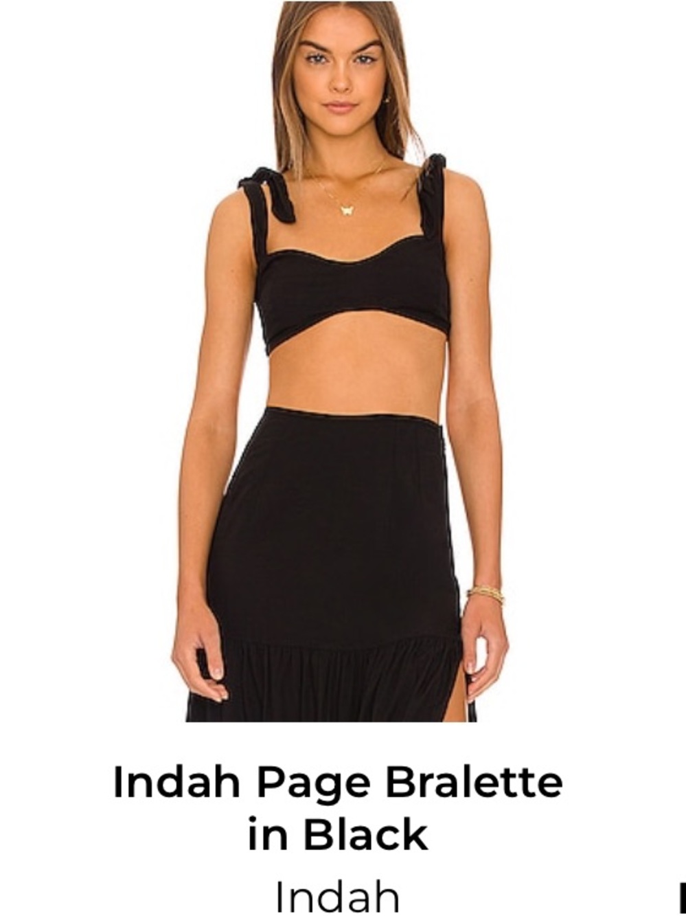 Indah Page Black Bralette and Midi Knit Skirt set